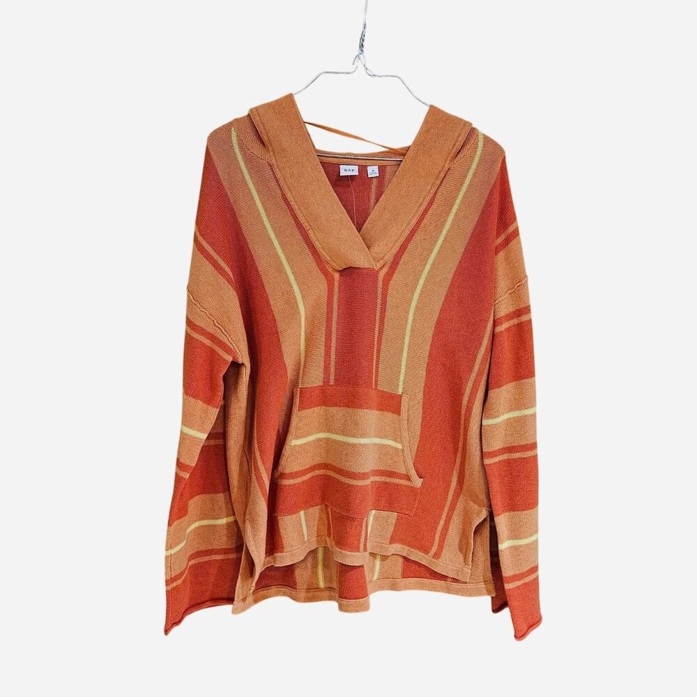 boho skater orange striped gap sweater hoodie nwt